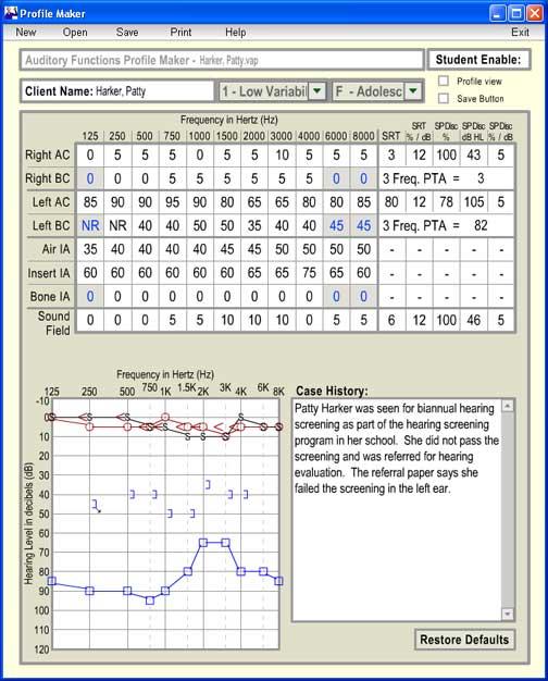 virtual audiometer profile maker